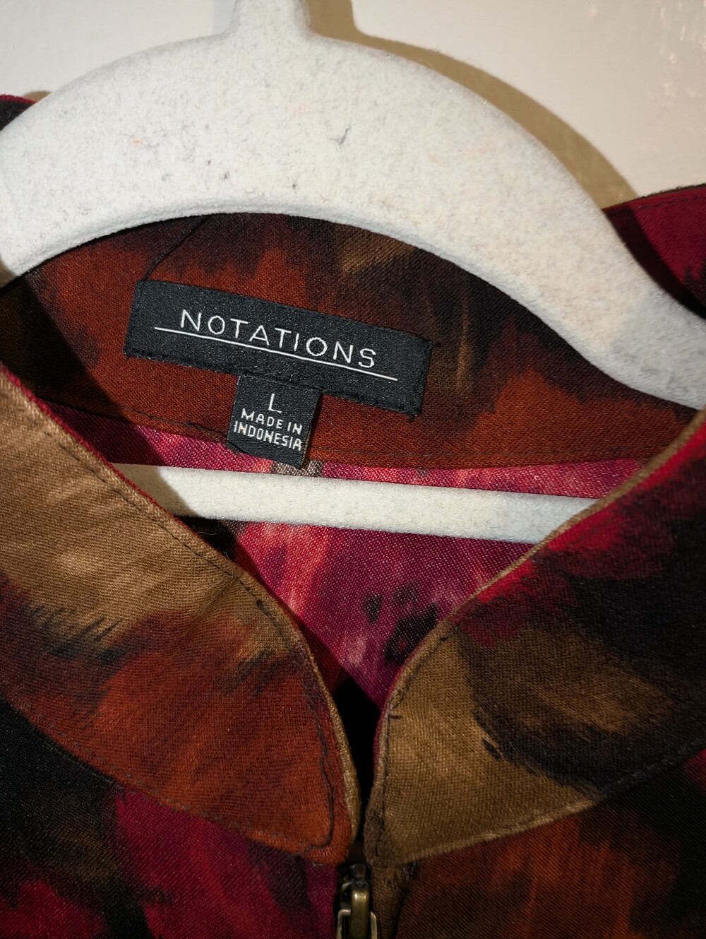 Notations Floral Jacket - Red, Brown & Black Size L - Picture 4 of 5